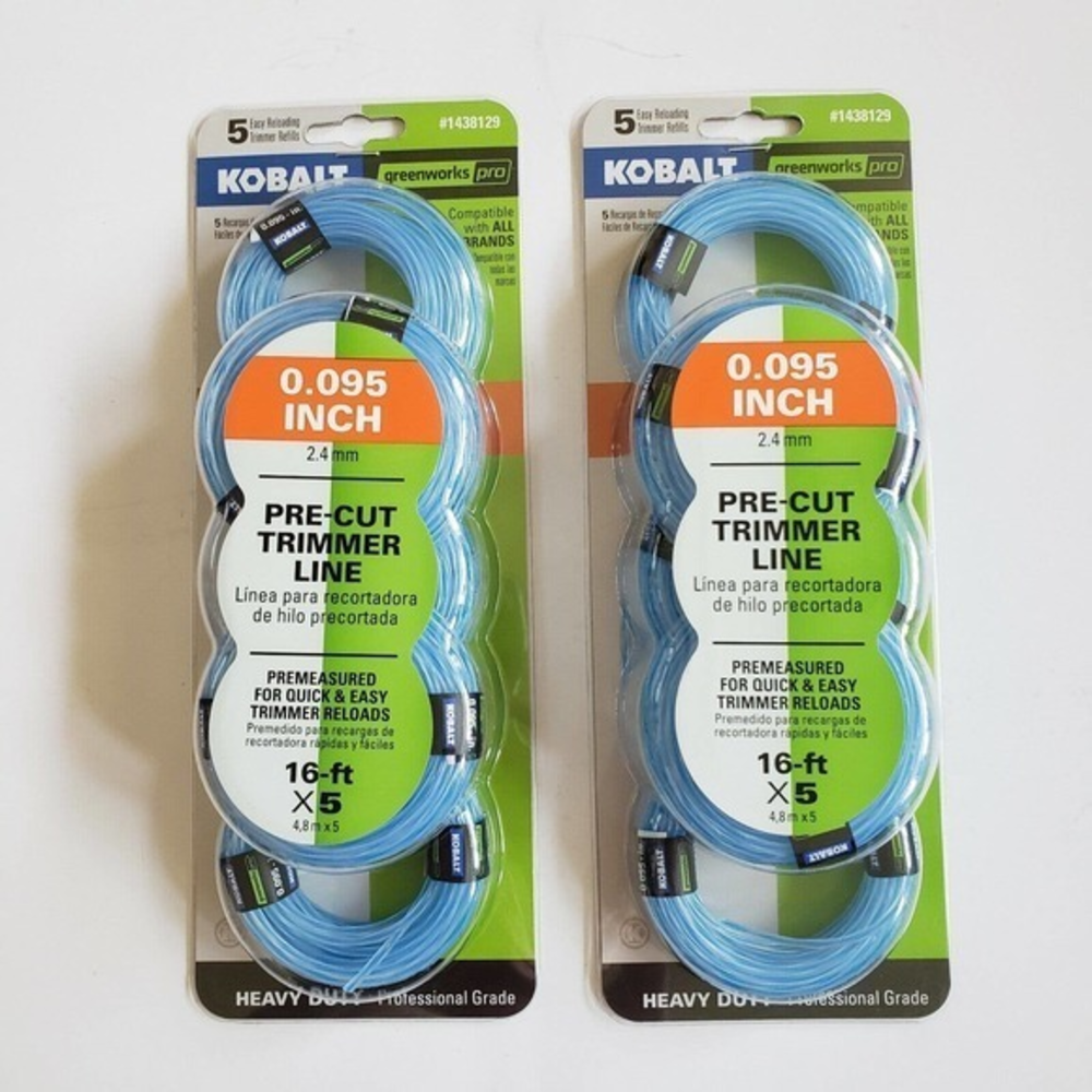 Kobalt / Greenworks Pro ~ .095” Pre-Cut Trimmer Line #1438129, 2‎ packs of 5ct